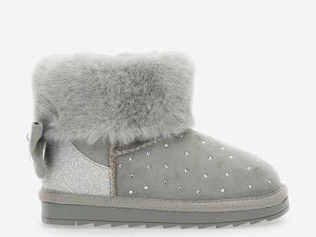 Monnalisa Girls Suede Rhinstone Boots in Grey Online