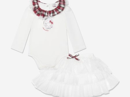 Monnalisa Baby Girls Bodysuit With Tulle Skirt in Ivory Discount