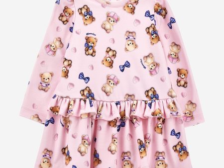 Monnalisa Baby Girls Bear Milano Dress in Pink For Sale