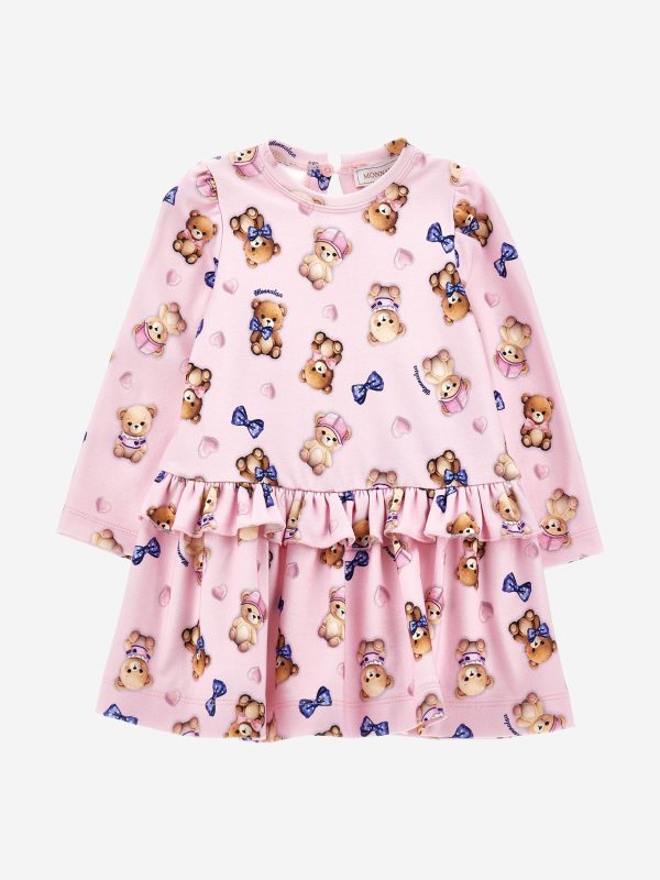 Monnalisa Baby Girls Bear Milano Dress in Pink For Sale