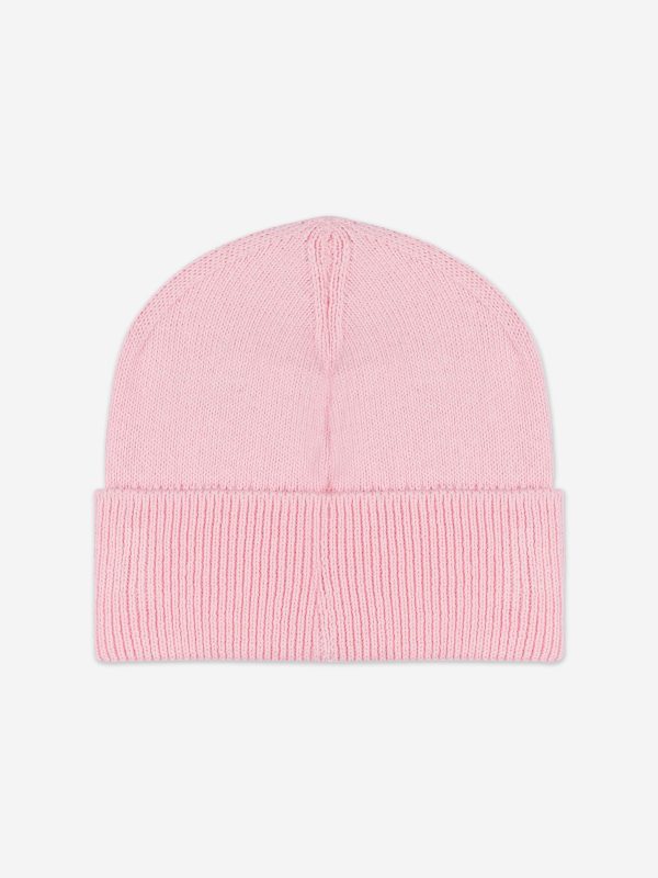 Girls Knitted Logo Beanie Hat in Pink Hot on Sale