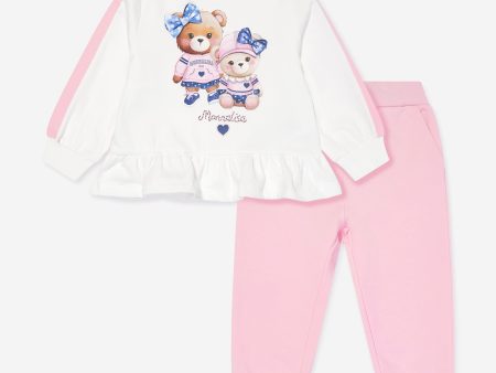 Monnalisa Baby Girls Bear Tracksuit in Ivory For Sale