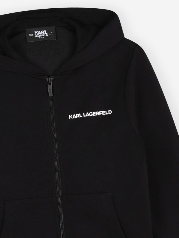 Karl Lagerfeld Boys Logo Zip Up Top in Black Online Hot Sale