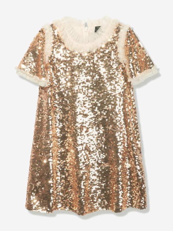 Needle & Thread Girls Matilda Dress in Gold Online now