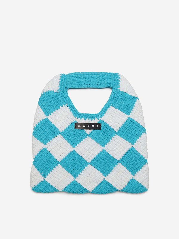 MARNI Girls Diamond Crochet Bag in Blue (25cm) Sale