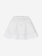 Mama Luma Girls Organza Striped Bow Skirt in White Online Sale