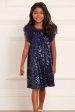 Needle & Thread Girls Stephanie Dress in Navy Online now