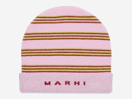 Kids Striped Beanie Hat in Pink Online Sale