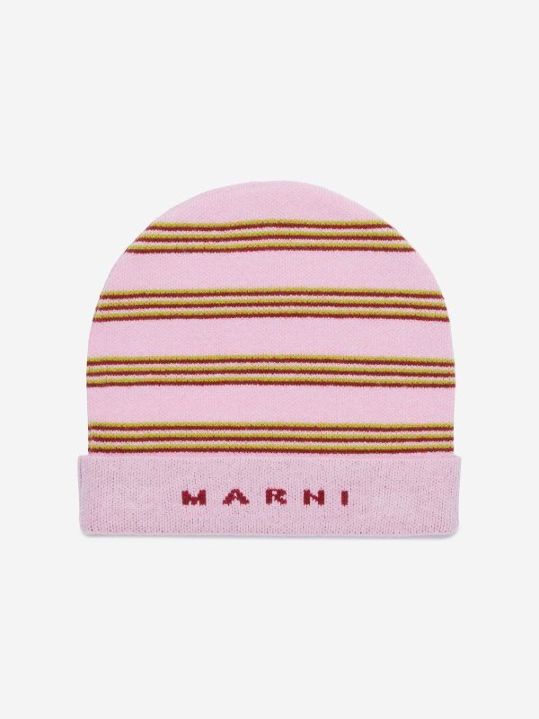 Kids Striped Beanie Hat in Pink Online Sale