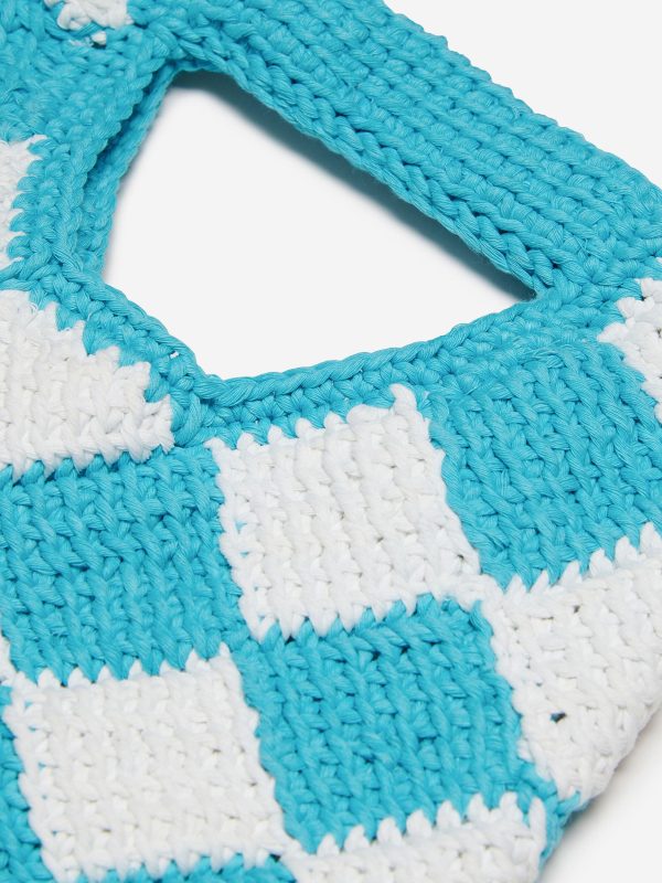 MARNI Girls Diamond Crochet Bag in Blue (25cm) Sale