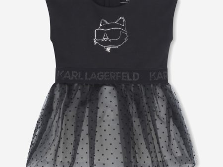 Karl Lagerfeld Baby Girls Choupette Occasion Dress in Black For Cheap