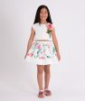 Mama Luma Girls Flower Print Skirt in Ivory Hot on Sale