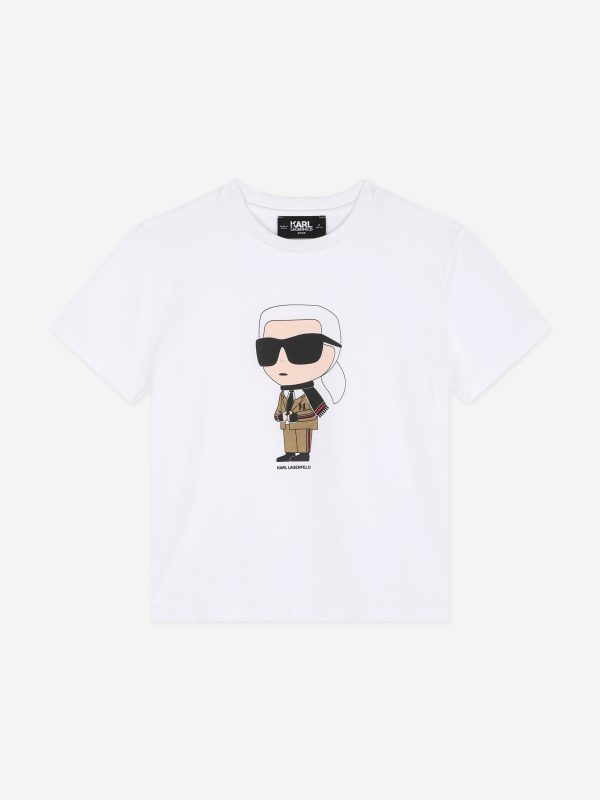 Karl Lagerfeld Boys Karl Ikonic Print T-Shirt in White Cheap