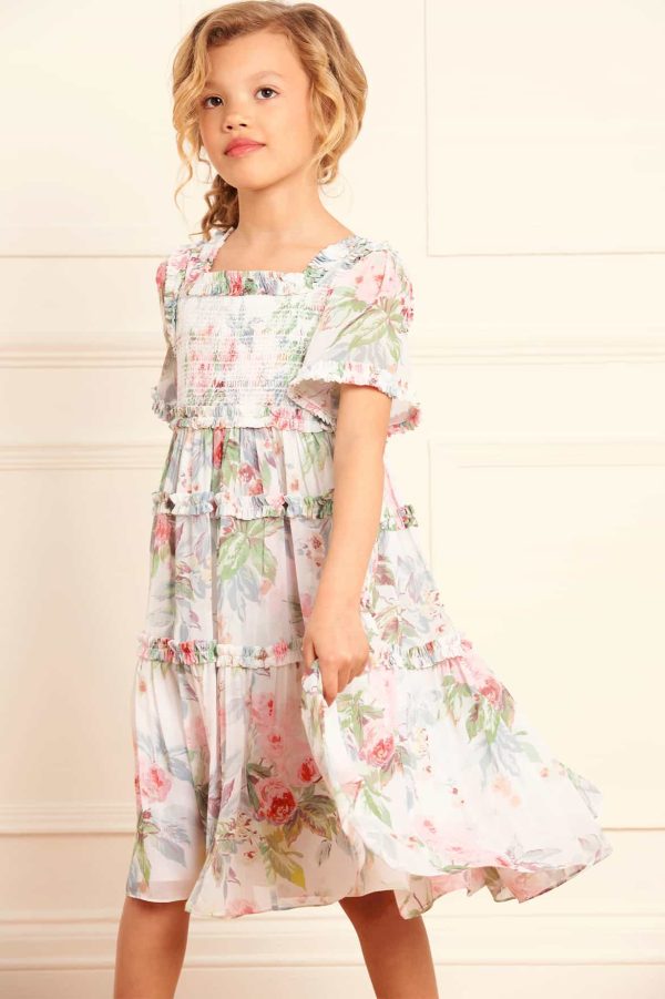 Needle & Thread Girls Paradise Garden Chiffon Smocked Dress in Multicolour Hot on Sale