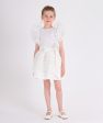 Mama Luma Girls Organza Striped Bow Skirt in White Online Sale