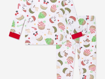 Magnolia Baby Kids Festive Cupcakes Long Pyjamas in White on Sale