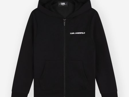 Karl Lagerfeld Boys Logo Zip Up Top in Black Online Hot Sale