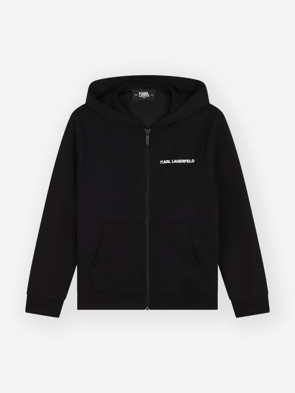 Karl Lagerfeld Boys Logo Zip Up Top in Black Online Hot Sale