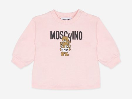 Baby Girls Bear Logo Sweater Dress in Pink Online Hot Sale