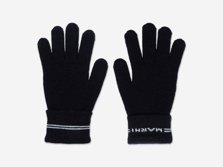 Kids Knitted Logo Gloves in Black Online now