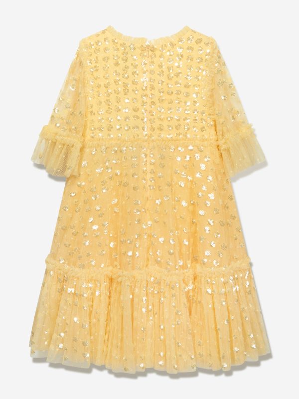 Needle & Thread Girls Raindrop Sequin Dress in Yellow Online Hot Sale