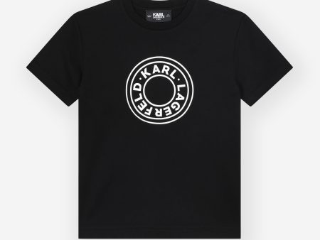 Karl Lagerfeld Boys Logo Print T-Shirt in Black Sale