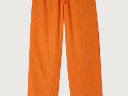 Women Orange Stripes Trousers Discount