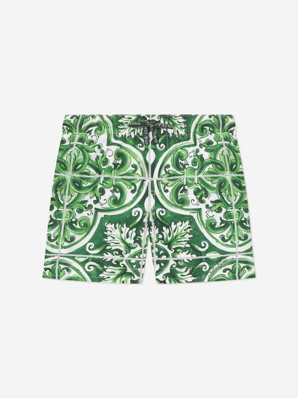 Dolce & Gabbana Baby Boys Maiolica Swim Shorts in Green Online Hot Sale