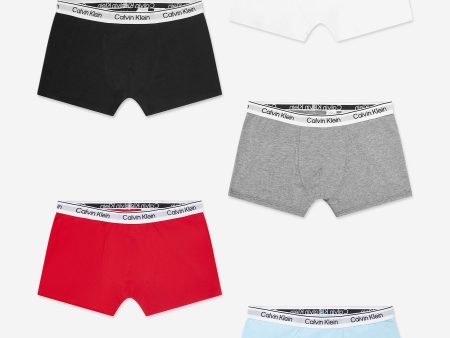 Calvin Klein Boys 5 Pack Boxer Shorts Set in Multicolour Sale