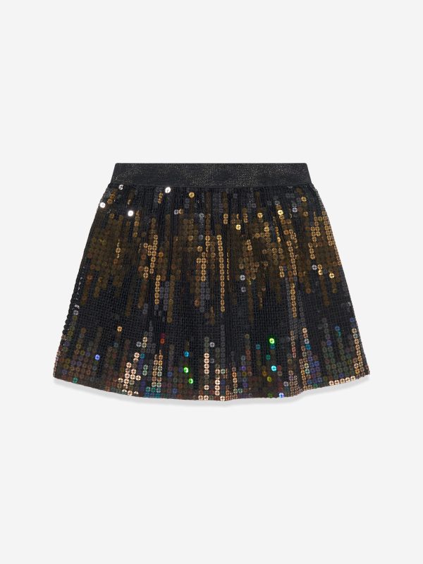 Guess Girls Sequin Mini Skirt in Black Hot on Sale