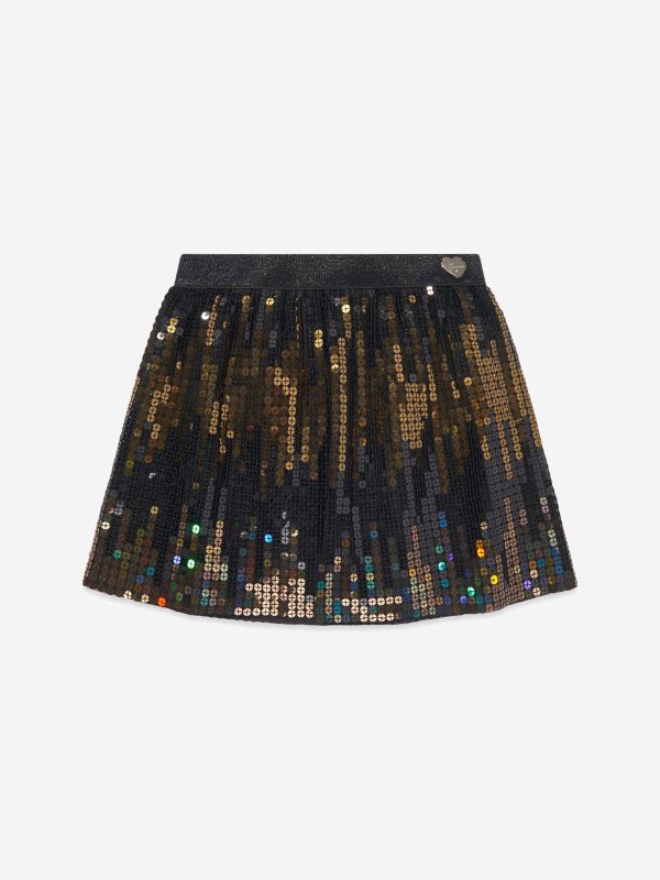 Guess Girls Sequin Mini Skirt in Black Hot on Sale