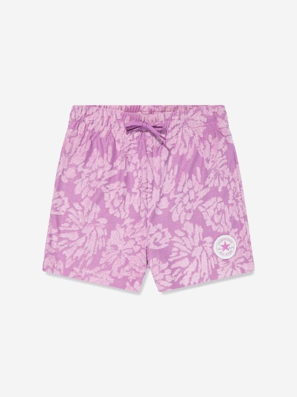 Converse Girls Floral Jacquard Shorts in Purple Discount