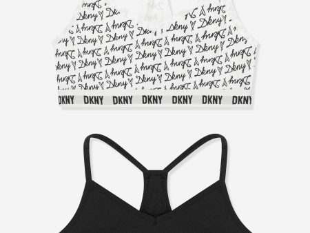 DKNY Girls 2 Pack Racer Bra in Black For Cheap