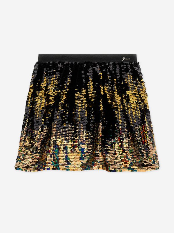 Guess Girls Sequins Midi Skirt in Black Sale