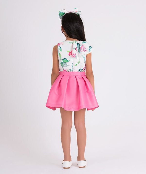 Mama Luma Girls Flared Classic Bow Skirt in Pink For Sale