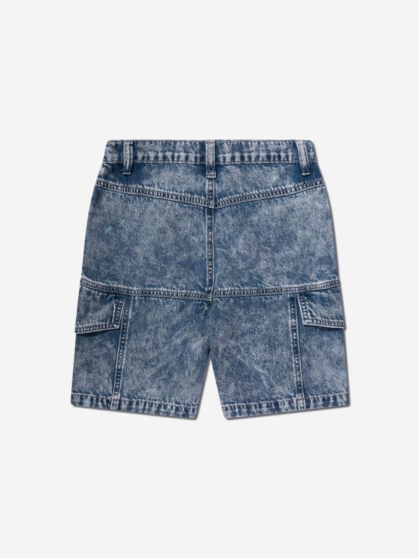 DKNY Boys Denim Bermuda Shorts in Blue on Sale