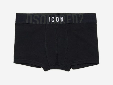 Boys Logo Boxer Shorts in Black Online Hot Sale