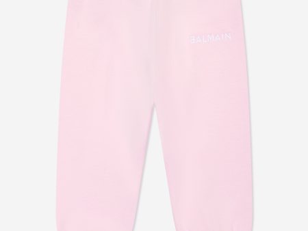 Balmain Baby Girls Logo Joggers in Pink For Discount