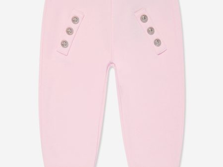 Balmain Baby Girls Button Joggers in Pink Online Sale