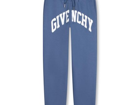 Boys Blue Logo Cotton Trousers Online