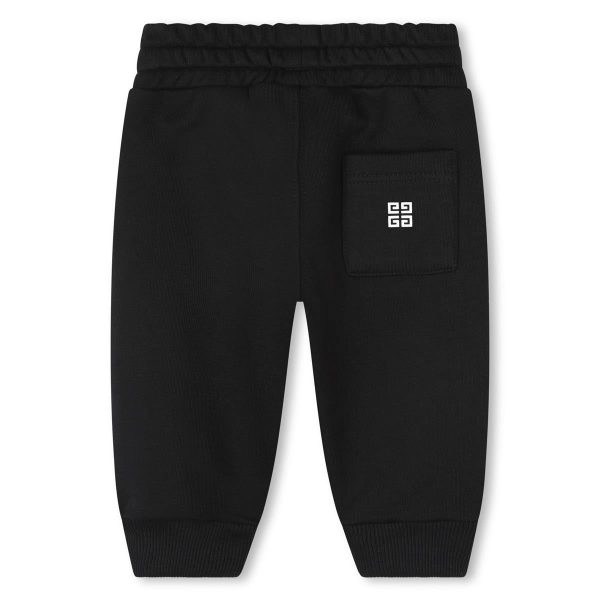 Baby Boys Black Logo Cotton Trousers Online now