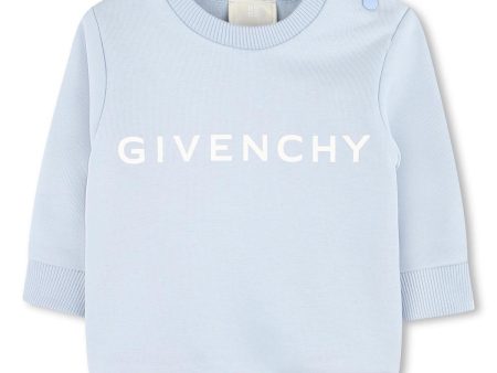 Baby Boys & Girls Light Blue Logo Cotton Sweatshirt Cheap