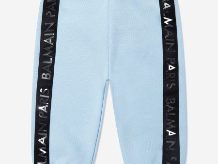 Balmain Baby Boys Logo Joggers in Blue Online Sale