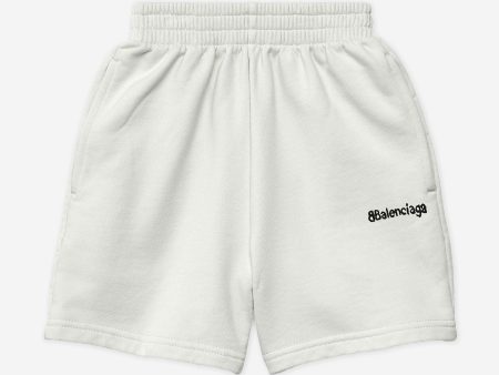 Balenciaga Kids Logo Jogging Shorts in White For Cheap