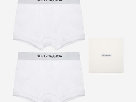 Dolce & Gabbana Boys Boxer Shorts Set (2 Pack) in White Supply