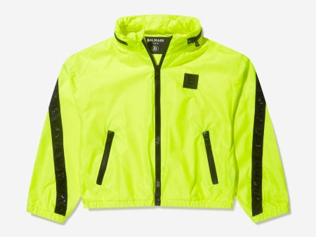 Balmain Boys Fluorescent Zip Up Jacket in Yellow Discount