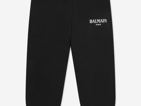 Balmain Baby Paris Logo Joggers in Black Online Hot Sale