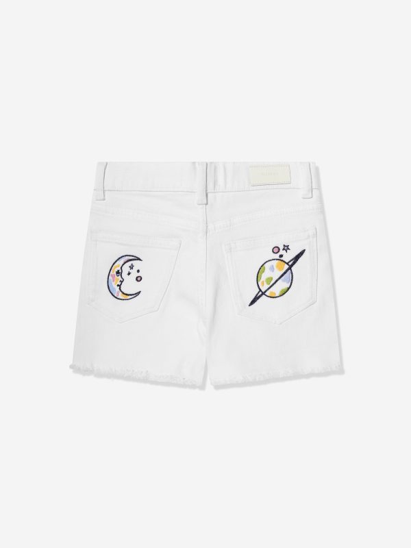 DL1961 Girls Lucy Star Sign Shorts in White Online Sale