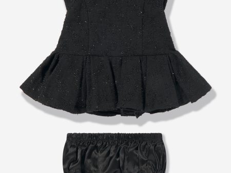 Balmain Baby Girls Dress With Knickers in Black Discount