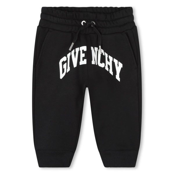 Baby Boys Black Logo Cotton Trousers Online now